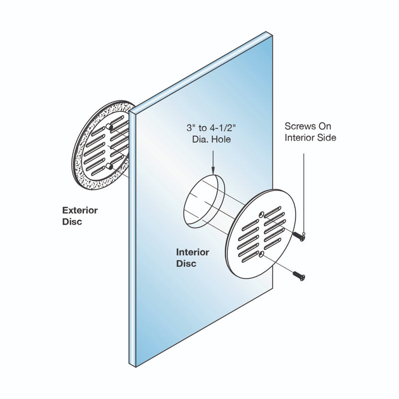 FHC 5" Speak Thru For 1/4" To 1-1/4" Thickness - Brushed Stainless Steel